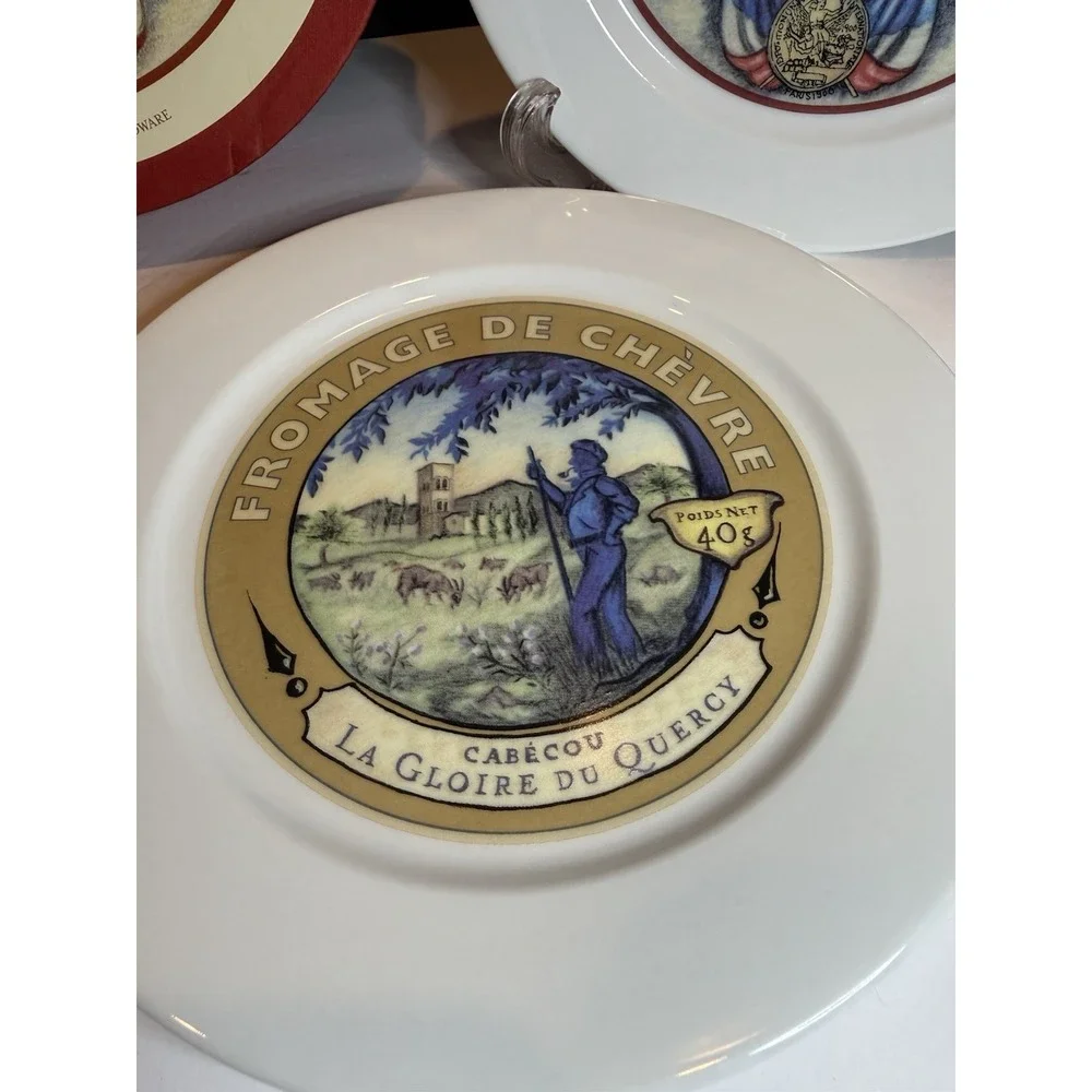 Restoration Hardware Classic French Cheese Plates Set of 4 w/ Box 8